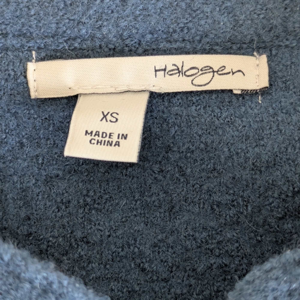 Halogen Nordstrom Women’s Petrol Peplum 100% Merino Wool Zip Up Jacket Sz XS EUC - Picture 12 of 16
